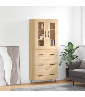 vidaXL Highboard Sonoma Oak 69.5x34x180 cm Engineered Wood — Model: 3 drawers — V0671972006