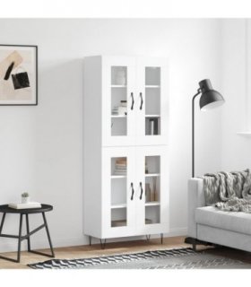 vidaXL Highboard White 69.5x34x180 cm Engineered Wood — Model: 2 glass doors — V0671972017