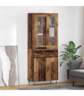 vidaXL Highboard Old Wood 69.5 x 34 x 90 cm Engineered Wood — Model: 2 doors 2 drawers