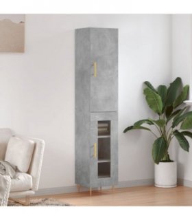 vidaXL Highboard Concrete Grey 34.5x34x180 cm Engineered Wood — Model: 1 glass door
