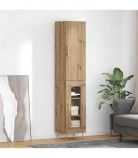 vidaXL Highboard 2 pcs Artisan Oak Engineered Wood — Model: 1 glass door