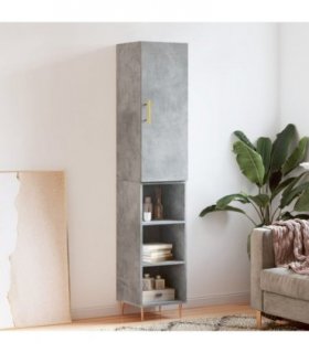 vidaXL Highboard Concrete Grey 34.5x34x180 cm Engineered Wood — Model: 3 shelves