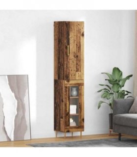 vidaXL Highboard 2 pcs Old Wood Engineered Wood — Model: 1 glass door