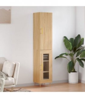 vidaXL Highboard Sonoma Oak 34.5x34x180 cm Engineered Wood — Model: 1 glass door