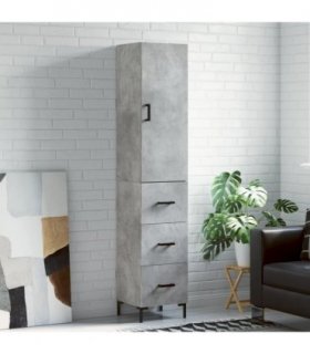 vidaXL Highboard Concrete Grey 34.5x34x180 cm Engineered Wood — Model: 3 drawers