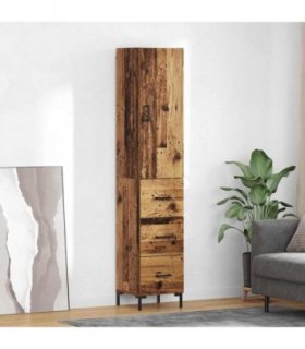 vidaXL Highboard Old Wood 69.5 x 34 x 180 cm Engineered Wood — Model: 3 drawers — V0671972100