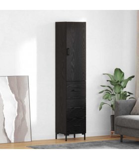 vidaXL Highboard Black Oak 34.5 x 34 x 180 cm Engineered Wood — Model: 3 drawers