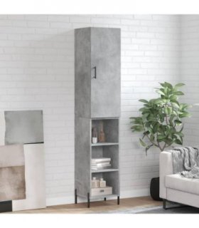 vidaXL Highboard Concrete Grey 34.5x34x180 cm Engineered Wood — Model: 3 shelves — V0671972103
