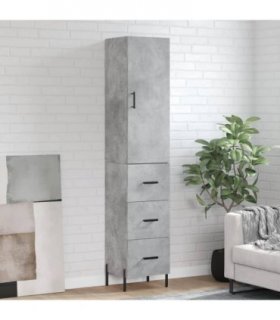 vidaXL Highboard Concrete Grey 34.5x34x180 cm Engineered Wood — Model: 3 drawers — V0671972105