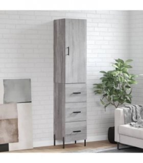vidaXL Highboard Grey Sonoma 34.5x34x180 cm Engineered Wood — Model: 3 drawers