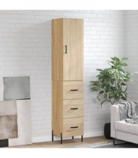 vidaXL Highboard Sonoma Oak 34.5x34x180 cm Engineered Wood — Model: 3 drawers