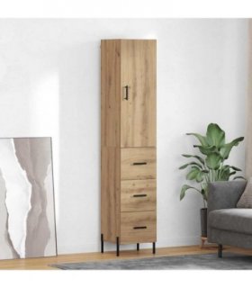 vidaXL Highboard Artisan Oak 34.5 x 34 x 180 cm Engineered Wood — Model: 3 drawers