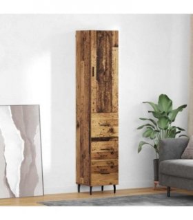 vidaXL Highboard Old Wood 34.5 x 34 x 180 cm Engineered Wood — Model: 3 drawers — V0671972130
