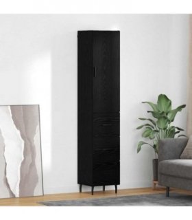 vidaXL Highboard Black Oak 34.5 x 34 x 180 cm Engineered Wood — Model: 3 drawers — V0671972131