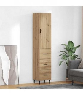vidaXL Highboard Artisan Oak 34.5 x 34 x 180 cm Engineered Wood — Model: 3 drawers — V0671972132