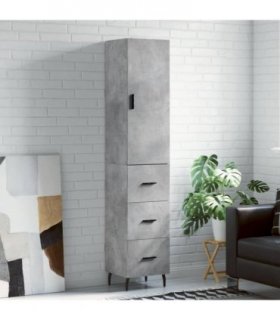vidaXL Highboard Concrete Grey 34.5x34x180 cm Engineered Wood — Model: 3 drawers — V0671972147