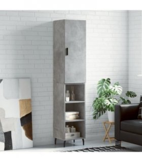 vidaXL Highboard Concrete Grey 34.5x34x180 cm Engineered Wood — Model: 3 shelves — V0671972151