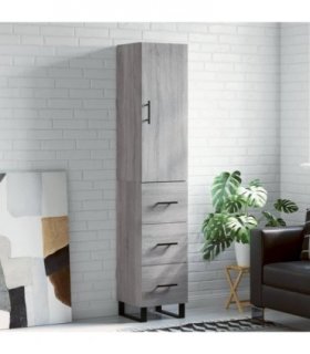 vidaXL Highboard Grey Sonoma 34.5x34x180 cm Engineered Wood — Model: 3 drawers — V0671972161