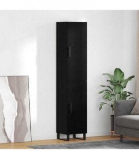 vidaXL Highboard Black Oak 34.5 x 34 x 180 cm Engineered Wood — Model: 1 wood door — V0671972166