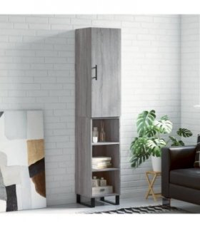 vidaXL Highboard Grey Sonoma 34.5x34x180 cm Engineered Wood — Model: 3 shelves