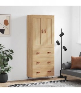 vidaXL Highboard Sonoma Oak 69.5x34x180 cm Engineered Wood — Model: 3 drawers — V0671972343