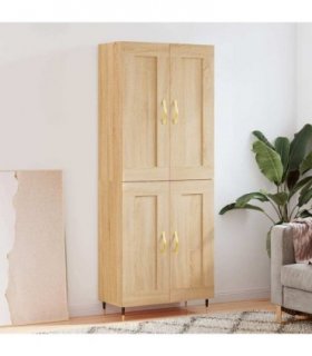 vidaXL Highboard Sonoma Oak 69.5x34x180 cm Engineered Wood — Model: 2 wood doors — V0671972352