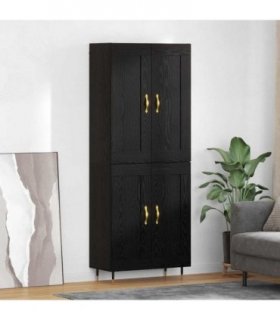 vidaXL Highboard Black Oak 69.5 x 34 x 90 cm Engineered Wood — Model: 2 wood doors — V0671972363