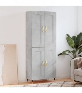 vidaXL Highboard Concrete Grey 69.5x34x180 cm Engineered Wood — Model: 2 wood doors — V0671972373