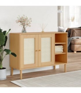 vidaXL Sideboard SENJA Rattan Look Brown 112x40x80cm Solid Wood Pine