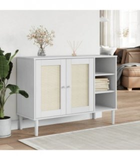 vidaXL Sideboard SENJA Rattan Look White 112x40x80cm Solid Wood Pine