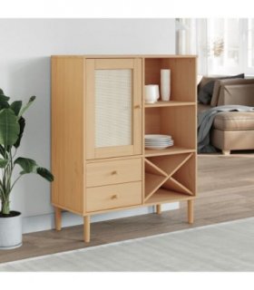vidaXL Highboard SENJA Rattan Look Brown 90x40x112cm Solid Wood Pine