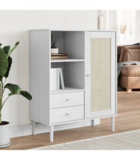 vidaXL Highboard SENJA Rattan Look White 90x40x112 cm Solid Wood Pine