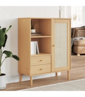 vidaXL Highboard SENJA Rattan Look Brown 90x40x112 cm Solid Wood Pine