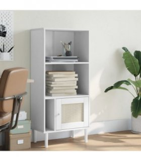 vidaXL Bookcase SENJA Rattan Look White 60x35x130 cm Solid Wood Pine