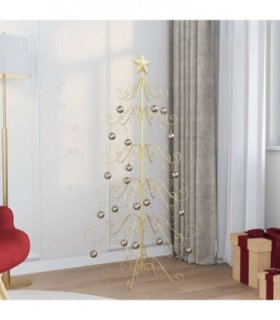 vidaXL Metal Christmas Tree with Stand Gold 150 cm Powder-coated Steel