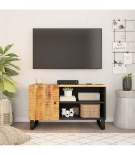 vidaXL TV Cabinet 80x33x46 cm Solid Wood Mango&Engineered Wood — Colour: light brown