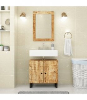 vidaXL Sink Cabinet 62x33x58 cm Solid Wood Mango and Engineered Wood — Colour: light brown