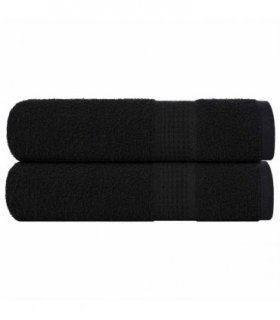 vidaXL Shower Towels "FROGN" 2 pcs Black 70x140 cm 360 gsm — Size: 70 x 140 cm