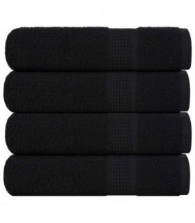 vidaXL Hand Towels "FROGN" 4 pcs Black 50x100 cm 360 gsm — Size: 50 x 100 cm