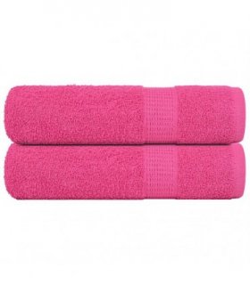 vidaXL Hand Towels "FROGN" 2 pcs Pink 50x100 cm 360 gsm — Size: 50 x 100 cm