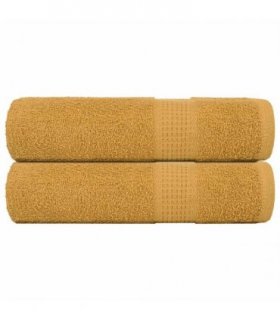vidaXL Shower Towels "FROGN" 2 pcs Gold 70x140 cm 360 gsm — Size: 70 x 140 cm