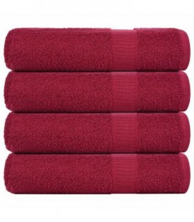 vidaXL Hand Towels "FROGN" 4 pcs Bordeaux 50x100 cm 360 gsm — Size: 50 x 100 cm