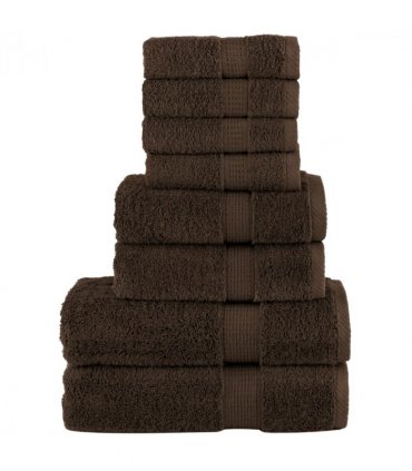 vidaXL 8 Piece Premium Towel Set SOLUND Brown 600 gsm
