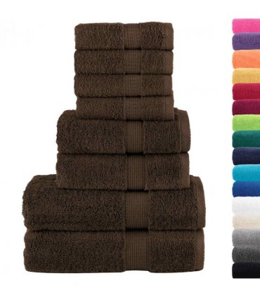 vidaXL 8 Piece Premium Towel Set SOLUND Brown 600 gsm