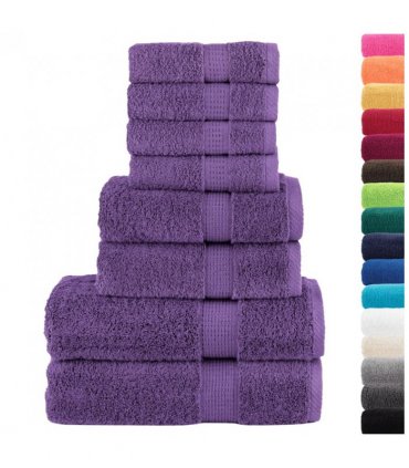 vidaXL 8 Piece Premium Towel Set SOLUND Purple 600 gsm