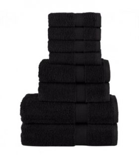 vidaXL 8 Piece Premium Towel Set SOLUND Black 600 gsm