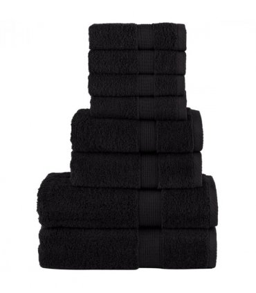 vidaXL 8 Piece Premium Towel Set SOLUND Black 600 gsm