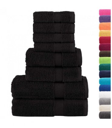vidaXL 8 Piece Premium Towel Set SOLUND Black 600 gsm
