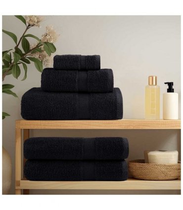 vidaXL 8 Piece Premium Towel Set SOLUND Black 600 gsm