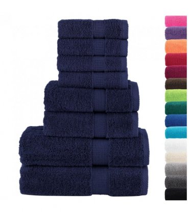 vidaXL 8 Piece Premium Towel Set SOLUND Navy Blue 600 gsm